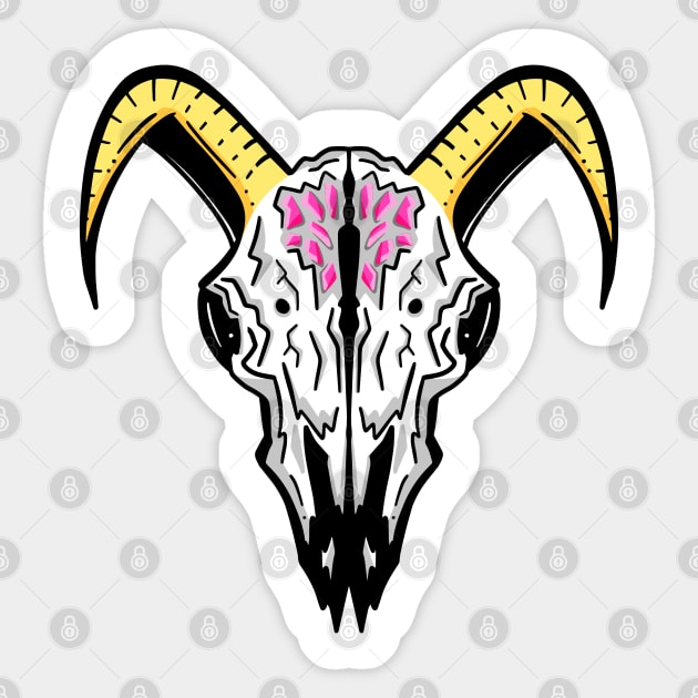 Rams Skull Illustration Mascot Pink Jewel Logo Sticker by Squeeb Creative